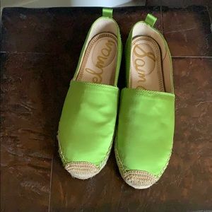 Sam Edelman “Khloe” Satin Espadrille in Kiwi Green